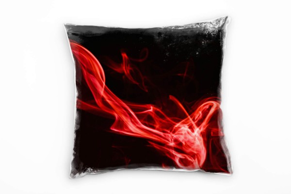 Abstrakt, roter Rauch, schwarz, rot Deko Kissen 40x40cm für Couch Sofa Lounge Zierkissen