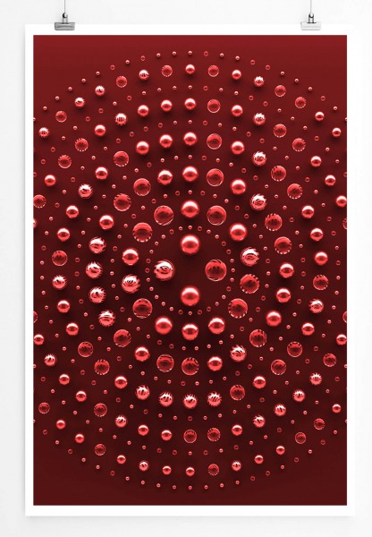 60x90cm Poster Künstlerische Fotografie  Metallkugeln auf rotem Grund