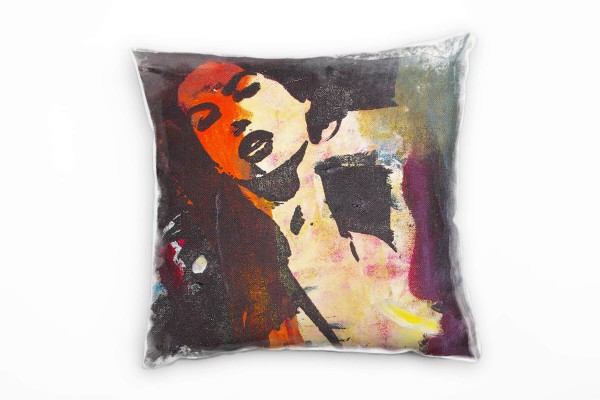 Abstrakt, bunt, Frau, gemalt Deko Kissen 40x40cm für Couch Sofa Lounge Zierkissen
