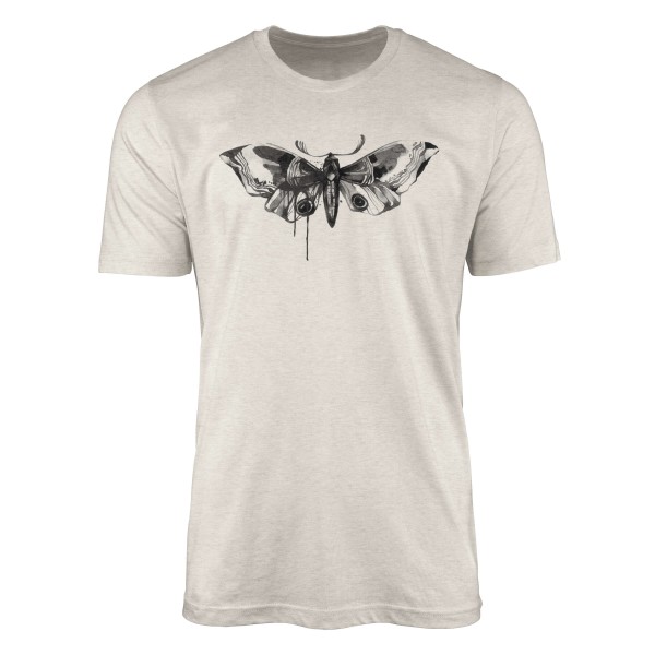 Herren Shirt 100% Bio-Baumwolle T-Shirt Aquarell Motiv Motte Schwarz Farbe Nachhaltig Organic Ökomo