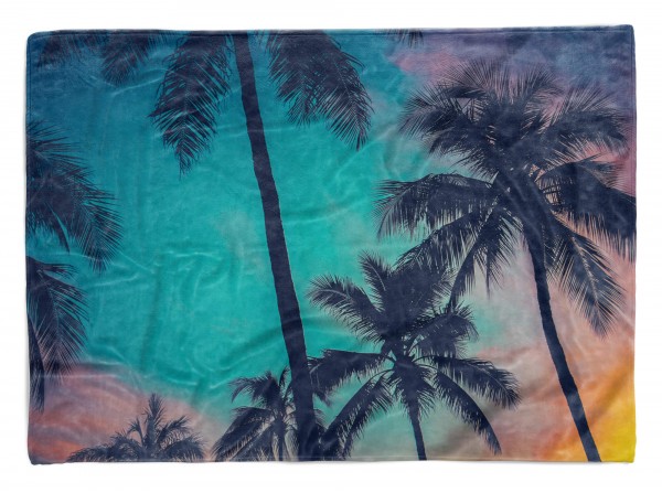 Handtuch Strandhandtuch Saunatuch Kuscheldecke mit Fotomotiv Palmen Süden Sonne