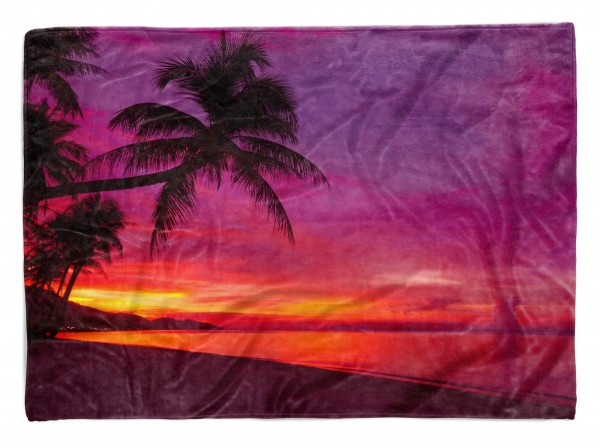 Handtuch Strandhandtuch Saunatuch Kuscheldecke mit Fotomotiv Traumstrand Palmen