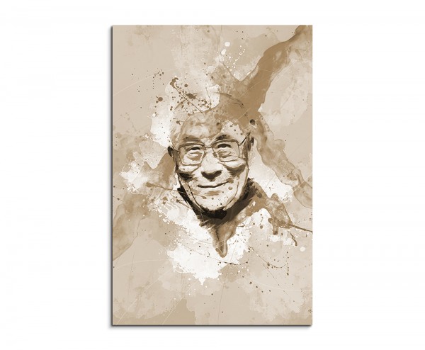Dalai Lama 90x60cm Aquarell Art Leinwandbild Sepia