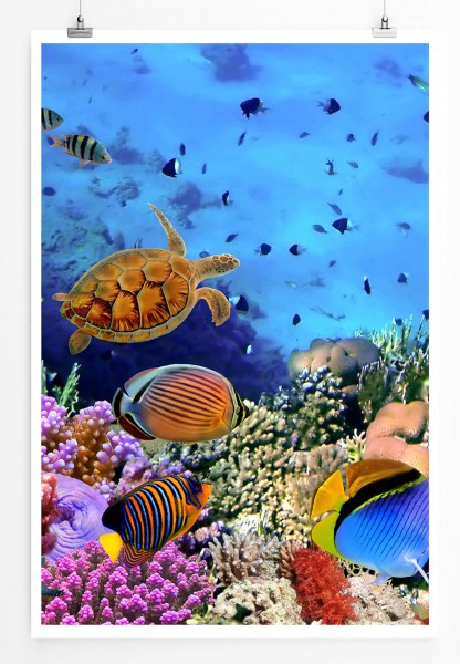 60x90cm Digitale Grafik Poster Bunte Unterwasserwelt