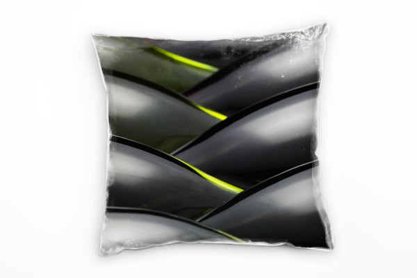 Macro, schwarz, grün, Fischgrätenmuster Deko Kissen 40x40cm für Couch Sofa Lounge Zierkissen