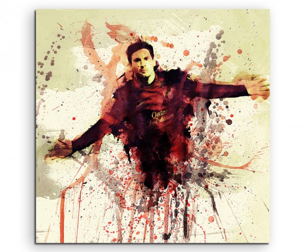 Lionel Messi 60x60cm Aquarell Art Leinwandbild
