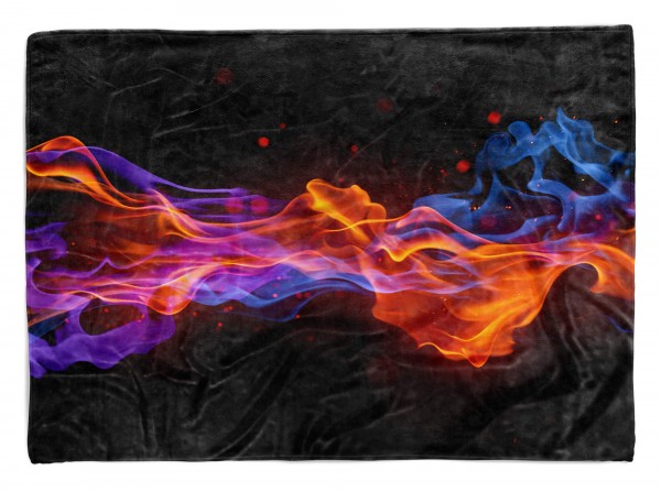 Handtuch Strandhandtuch Saunatuch Kuscheldecke mit Fotomotiv Flammen Blau Rot Kunstvoll