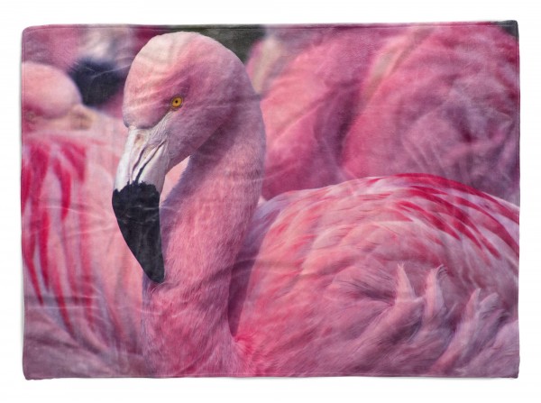 Handtuch Strandhandtuch Saunatuch Kuscheldecke mit Tiermotiv rosa Flamingo Voge
