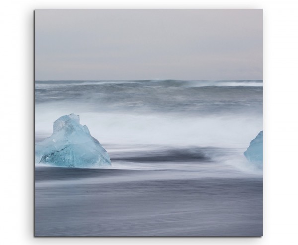 Landschaftsfotografie  Eisschollen im Meer, Island auf Leinwand exklusives Wandbild moderne Fotogr