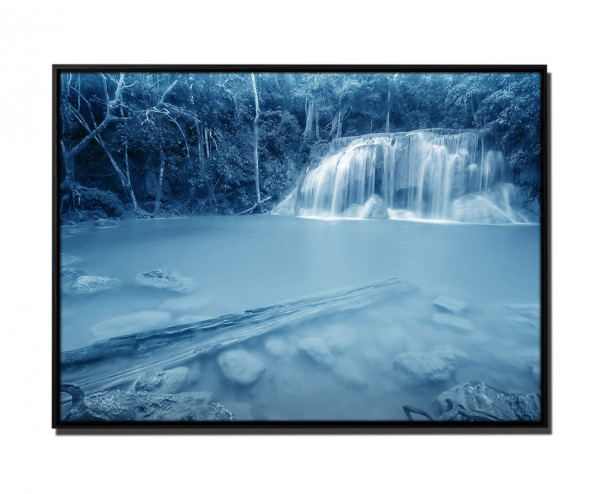 105x75cm Leinwandbild Petrol Erawan Wasserfall Thailand
