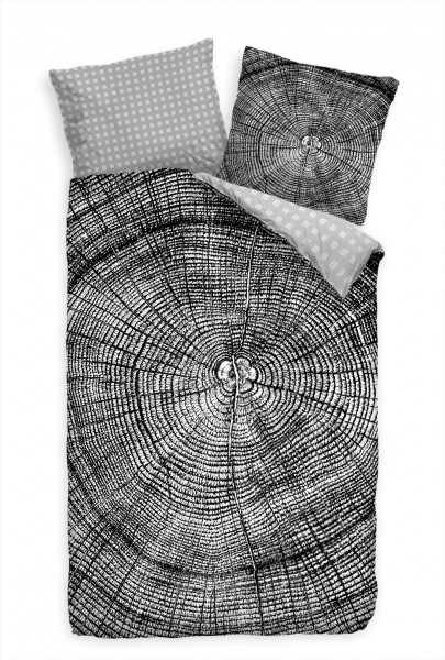 Jahresringe Baum Stamm Querschnitt Schwarz Bettwäsche Set 135x200 cm + 80x80cm Atmungsaktiv