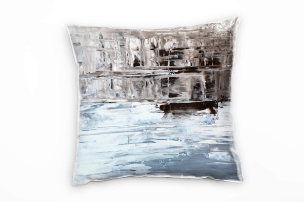Abstrakt, braun, grau, gemalt Deko Kissen 40x40cm für Couch Sofa Lounge Zierkissen