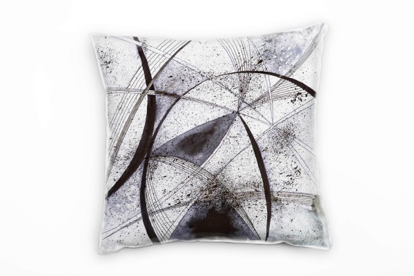 Abstrakt, schwarz, weiß, Kreis, gesprenkelt, gemalt Deko Kissen 40x40cm für Couch Sofa Lounge Zierki