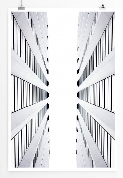 60x90cm Poster Architektur Fotografie  Zwischen zwei Wolkenkratzern