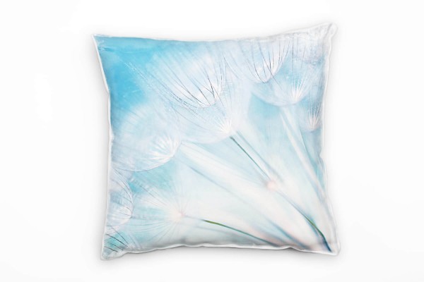 Blumen, blau, weiß, Pusteblume Deko Kissen 40x40cm für Couch Sofa Lounge Zierkissen