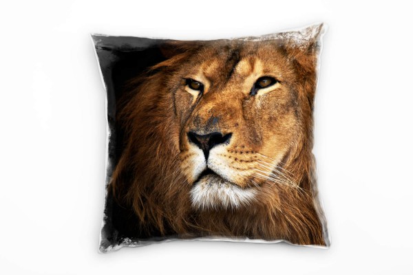 Tiere, braun, schwarz, Löwe, Detailaufnahme, Afrika Deko Kissen 40x40cm für Couch Sofa Lounge Zierki
