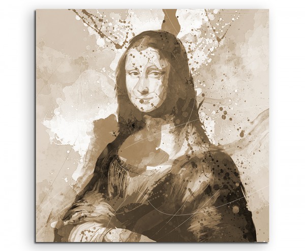 Mona Lisa 60x60cm Aquarell Art Leinwandbild Sepia