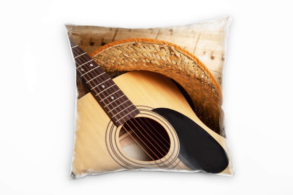 künstlerische Fotografie, Gitarre, Countrymusik, braun Deko Kissen 40x40cm für Couch Sofa Lounge Zie