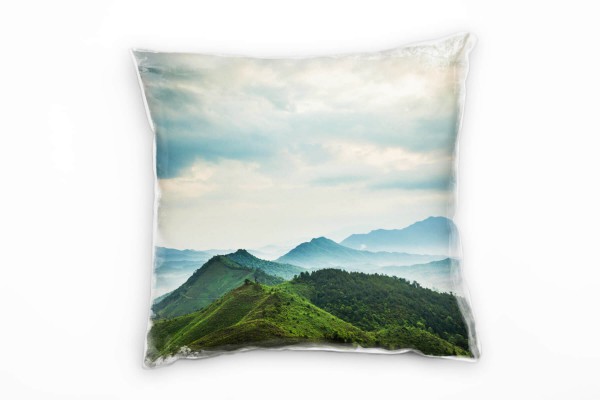 China, Berge, Bäume, grün, Landschaft, Himmel Deko Kissen 40x40cm für Couch Sofa Lounge Zierkissen
