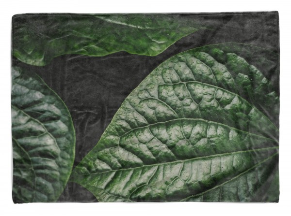 Handtuch Strandhandtuch Saunatuch Kuscheldecke mit Fotomotiv Grüne Blätter Kuns