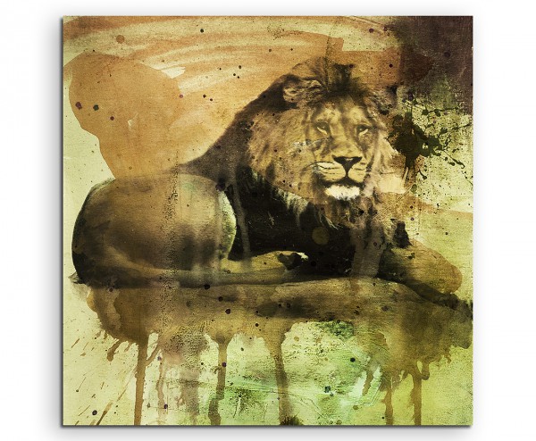 Lion 60x60cm Aquarell Art Leinwandbild
