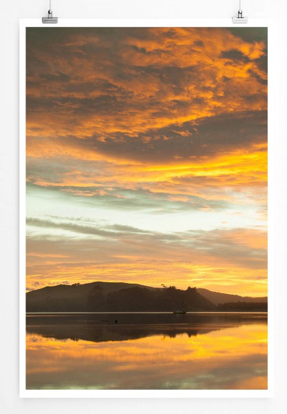 60x90cm Landschaftsfotografie Poster Waikawa Bay bei Sonnenaufgang Neuseeland 