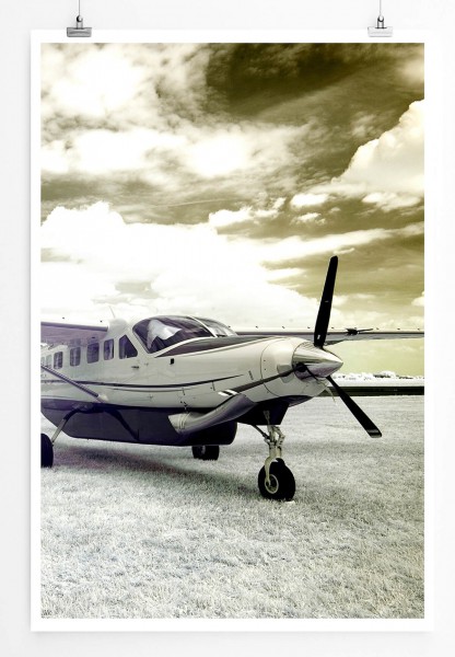 60x90cm Künstlerische Fotografie Poster Infrarotaufnahme eines Flugzeugs