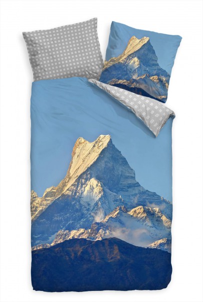 Himalaja Berg Blau Gipfel Sonnenuntergang Bettwäsche Set 135x200 cm + 80x80cm Atmungsaktiv