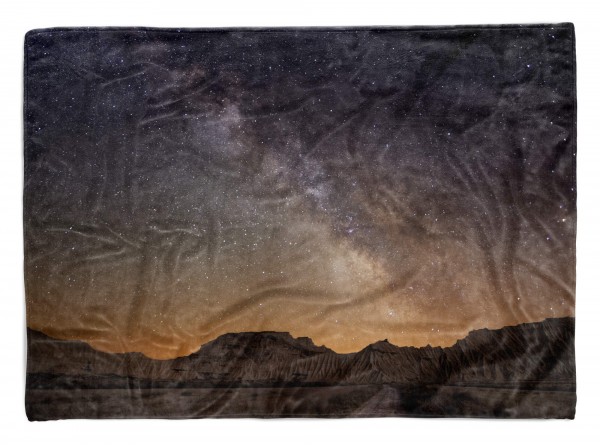 Handtuch Strandhandtuch Saunatuch Kuscheldecke mit Fotomotiv Berge Nachthimmel Sterne