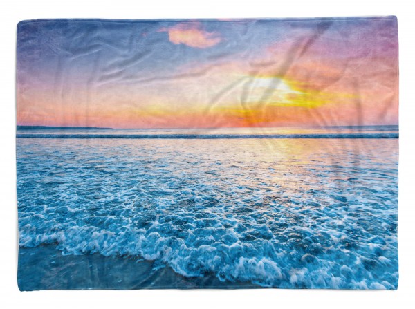 Handtuch Strandhandtuch Saunatuch Kuscheldecke mit Fotomotiv Horizont Abendröte