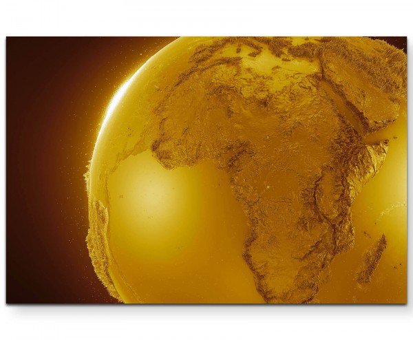 abstraktes Relief eines Globus  Goldtöne - Leinwandbild