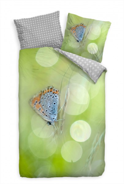 Schmetterling Grn Hintergrund Abstrakt Bettwäsche Set 135x200 cm + 80x80cm Atmungsaktiv