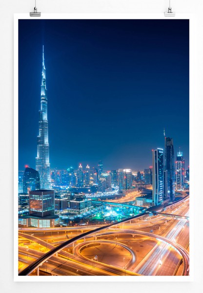 Urbane Fotografie  Downtown Skyline Dubai UAE 60x90cm Poster