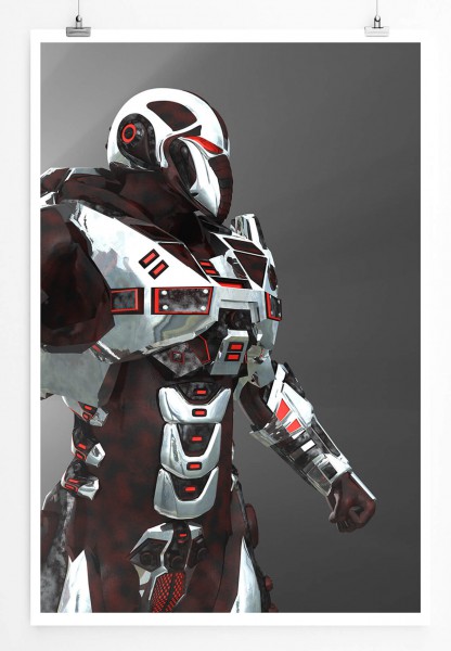 60x90cm Futuristischer Cyborg Roboter Soldat
