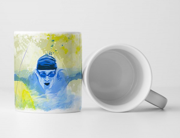 Schwimmen Tasse als Geschenk, Design Sinus Art