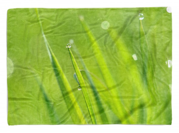 Handtuch Strandhandtuch Saunatuch Kuscheldecke mit Fotomotiv Grüne Glashalme Gr