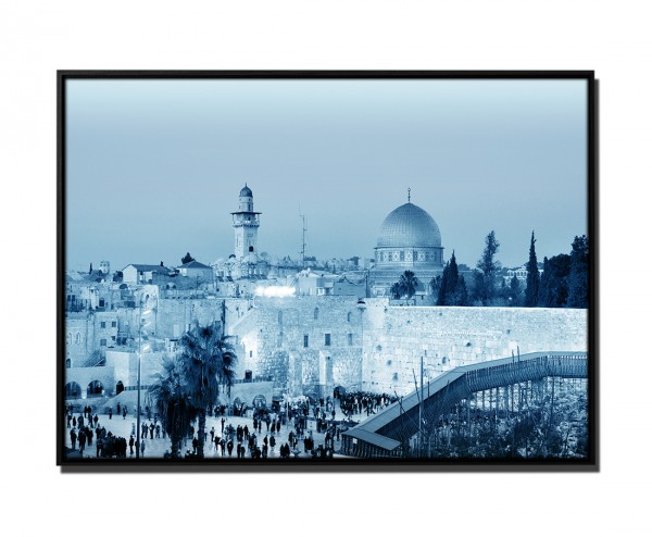 105x75cm Leinwandbild Petrol Felsendom und Klagemauer Jerusalem