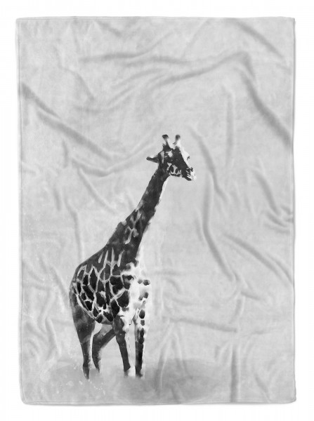 Handtuch Strandhandtuch Saunatuch Kuscheldecke Grau Giraffe Motiv