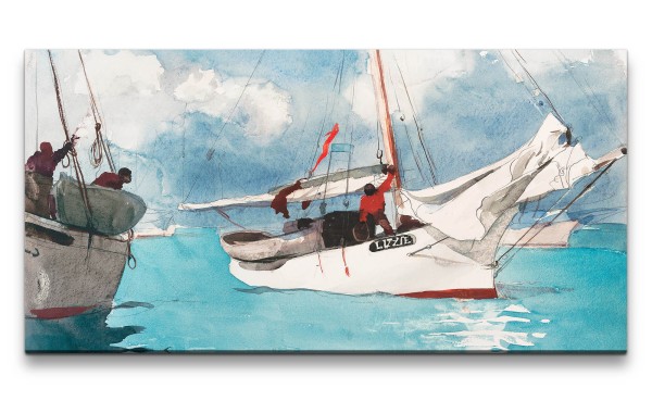 Remaster 120x60cm Winslow Homer weltberühmtes Wandbild Fishing Boats Key West Fischerboote