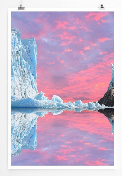 Landschaftsfotografie 60x90cm Poster Abendhimmel beim Perito Moreno Gletscher Argentinien