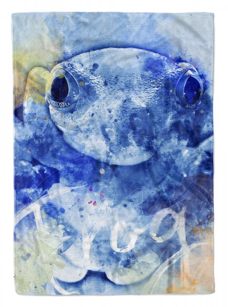 Handtuch Strandhandtuch Saunatuch Kuscheldecke SplashArt Tier Serie Kunstvoll Frog Motiv