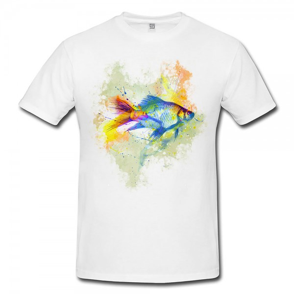Fisch Herren T- Shirt , Stylisch aus Paul Sinus Aquarell Color