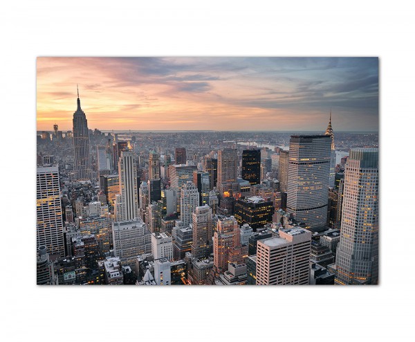 120x80cm New York Skyline Sonnenuntergang