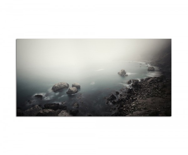 120x80cm Nebel Wasser Steine mystisch grau