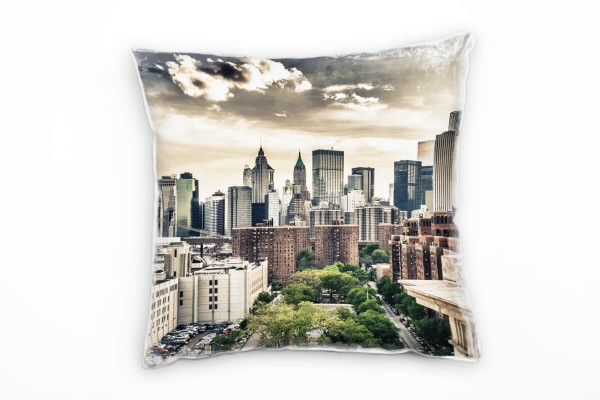 Urbanes und City, New York, Hochhäuser, Wasser Deko Kissen 40x40cm für Couch Sofa Lounge Zierkissen