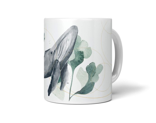 Dekorative Tasse mit schönem Motiv Wal Blauwal Wasserfarben Aquarell einzigartiges Design