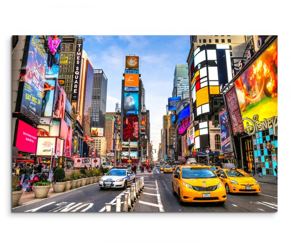 120x80cm Wandbild New York Times Square Reklamen Straße Verkehr