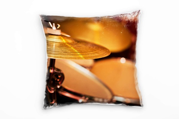 Macro, Schlagzeug, Musik, gold, orange Deko Kissen 40x40cm für Couch Sofa Lounge Zierkissen