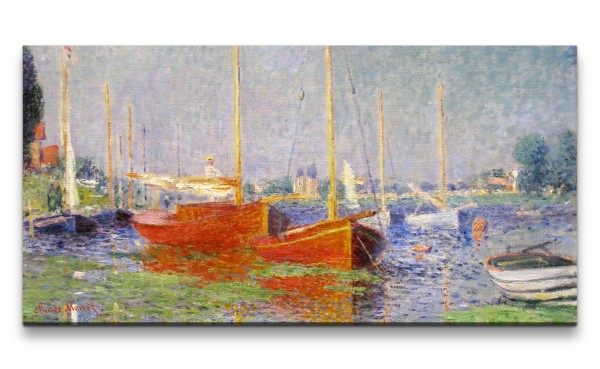 Remaster 120x60cm Claude Monet Impressionismus weltberühmtes Wandbild Red Boats at Argenteuil