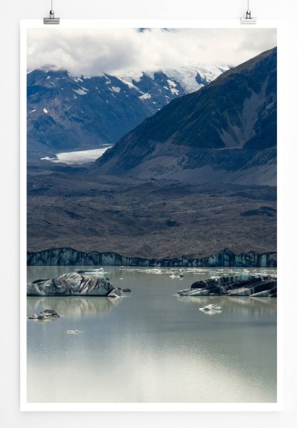 60x90cm Landschaftsfotografie Poster Tasmanischer Gletscher im Aoraki Mount Cook Nationalpark